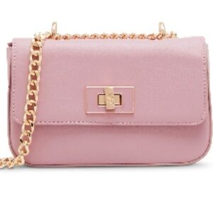 Anne Klein Convertible Turn Lock Shoulder Bag cosmetic pink Crossbody gold chain